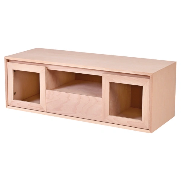 Retro Glass-Fronted TV Stand Without Base