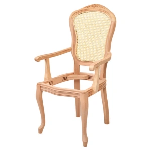 Italian With Arms Carved Cane Chair
