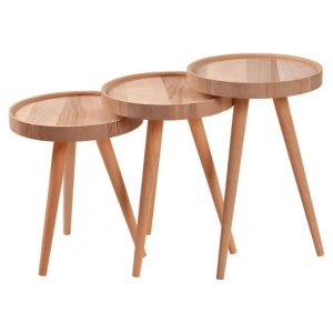 Retro Recessed Round Nesting Table Walnut